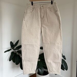 Cotton On Cream High-Waist Straight Jeans